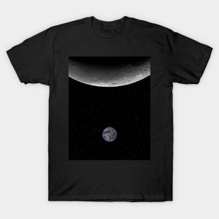 Moon and the small planet Earth T-Shirt